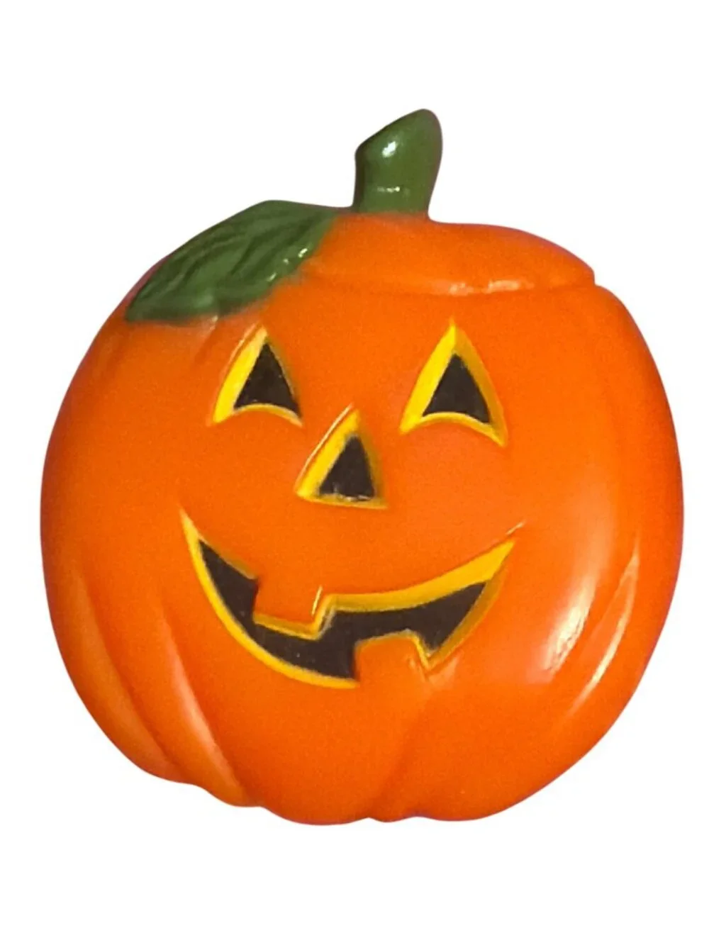 2 Vintage Jack O Lantern Pin Brooch Pumpkin Halloween Plastic Textured Estate